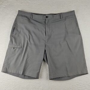 Greg Norman "The Shark" Dark Gray Check Golf Shorts Mens Sz 42 Performance Chino